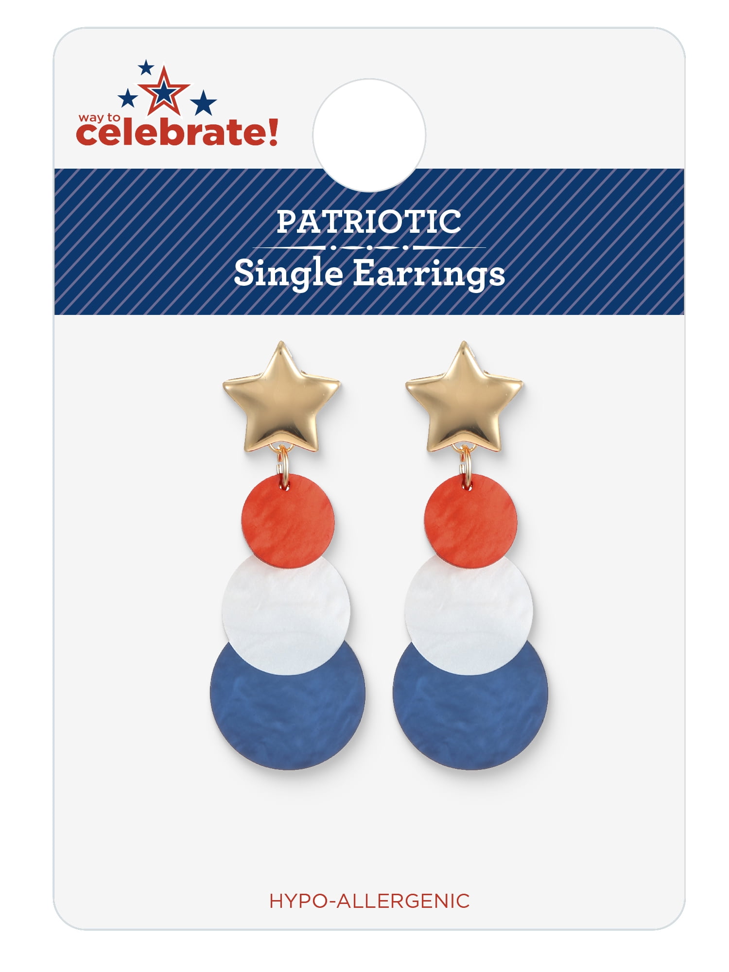 Way to Celebrate Americana Red, White, and Blue Dangle Earrings