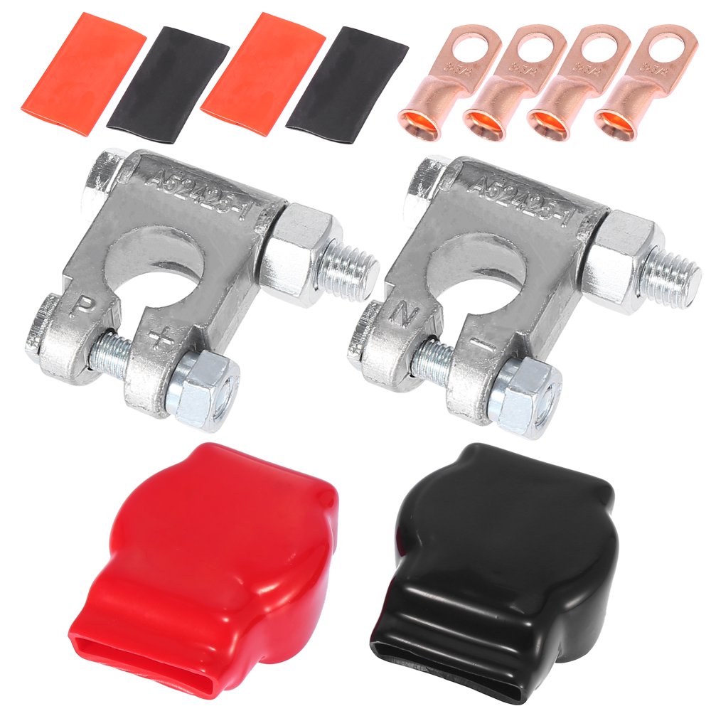 1 Set Top Post Battery Terminal End Positive Negative with Covers for