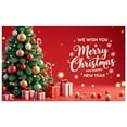 thumbnail image 5 of Red Background Christmas Banner Gold Lettering New Year Banner Snowflake Design Gift Box Pattern Holiday Banner for Christmas Party New Year Celebration Home Decoration, 5 of 8