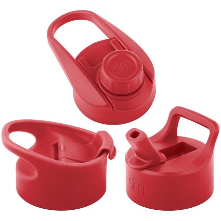 Simple Modern Summit Water Bottle Lid 3 Pack - Flip Lid with Handle  Insulated Straw Lid  and Insulated Chug Lid - Fits Hydro Flask Wide Mouth - Cherry