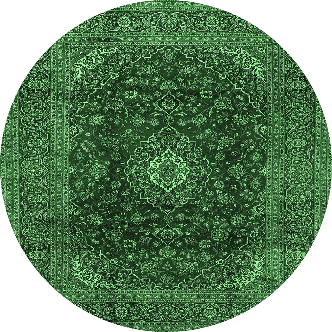 Ahgly Company Indoor Round Medallion Emerald Green Traditional Area ...