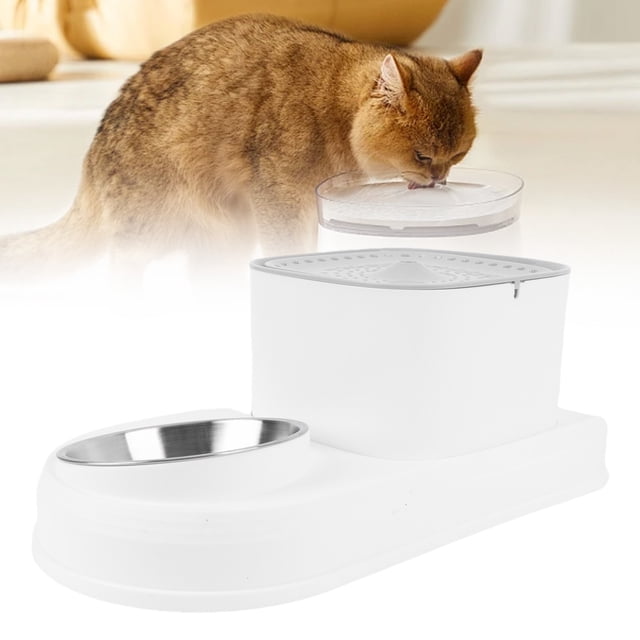 Fuente De Agua Para Gatos, Cuenco De Comida, Ahorro De Espacio, Fuerte Durabilidad, Dispensador Automático De Agua Para Mascotas, Plástico, Acero Inoxidable, Ultra Silencioso