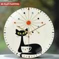 thumbnail image 2 of Round Glass Wall Clock, 30*30CM (CA Factory) Mid Century Modern Cat And Kitchen Art  Glass Wall Clock, Black Cat Lover Gift Wall Clock for Homes, Bars, Offices, Man Caves, Garages, And Living Rooms ., 2 of 8
