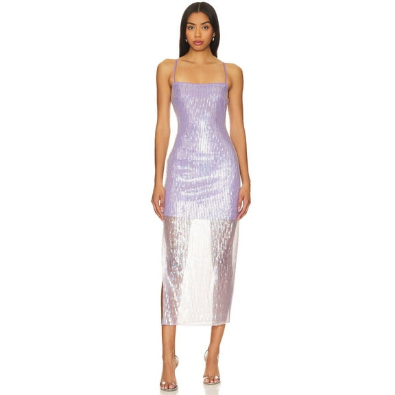 ASTR The Label Women's Starla Allover Sequin Strappy Midi Dress (X-Small, Lilac)
