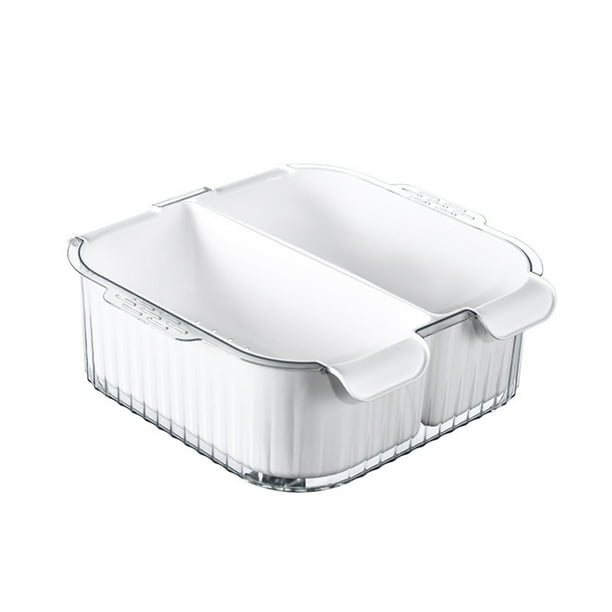 Pisexur Batería de cocina Cesta de drenaje multifuncional con doble compartimento para lavavajillas, mesa de centro, platos de frutas, cesta de frutas, bandeja para a para la cocina del hogar