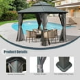thumbnail image 5 of Domi 8' x 10' Hardtop Gazebo Permanent Metal Gazebo with Galvanized Steel Double Roof, Curtains and Netting for Party, Wedding, Outdoor Dining, Patio, Backyard, Grey, 5 of 9