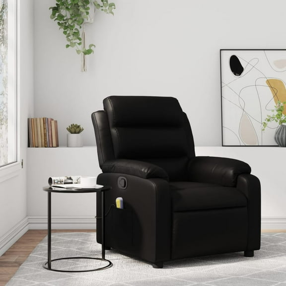vidaXL Massage Recliner Chair Black Faux leather, metal, plywood Single