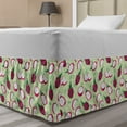 thumbnail image 1 of Fruits Bed Skirt, Jungle Dragon Fruit Graphic Pitahaya Slices Juicy Flower Petals, Elastic Bedskirt Dust Ruffle Wrap Around for Bedding Decor, 4 Sizes, Dark Magenta and Pale Green, by Ambesonne, 1 of 2