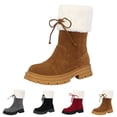 thumbnail image 2 of Thick Soled Butterfly Knot Color Blocked Hairy Boots Short Boots Cotton Boots, 2 of 8