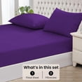 thumbnail image 3 of Fitted Sheet + Pillowcase Set 800 Thread Count 100% Egyptian Cotton 3-Piece ( 1-Fitted + 2-Pillowcase ) California King Size (72" x 84") Inch 30-Inch Deep Pocket, All-Around Elastic Purple Stripe, 3 of 6