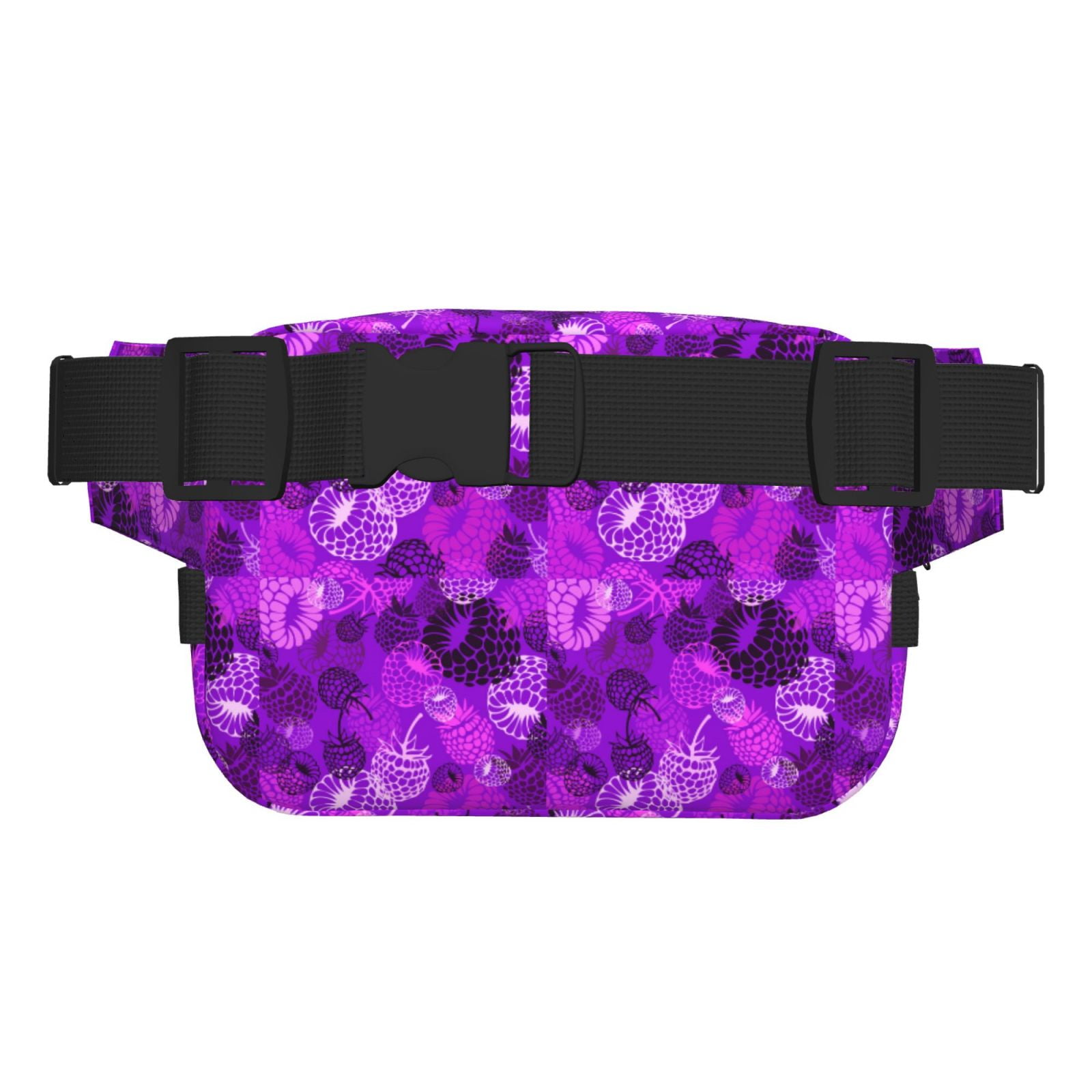 Picia Berry Raspberry Print Square Double-Layer Waist Bag Mini Adjustable Waist Belt Bag Exercise Running Travel Hiking