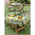 thumbnail image 4 of Outdoor Tablecloth with Umbrella Hole for Patio/Picnic/Party/Camping, Lemon Waterproof Table Cloth Round Cover Washable, Botanical Fruit Leaves Bow Yellow Green Striped (Dia 54"), 4 of 9