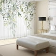 thumbnail image 2 of Green Eucalyptus Leaves Sheer Curtains for Living Room 84 inch Length 2 Panels Set Elegant Wild Flower Floral Spring Printed Window Curtain Natural Chiffon Drapes for Bedroom, 2 of 2
