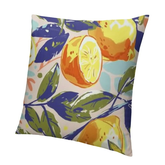 SHANXI Summer Tropical Pillow Covers Lemon Colorful Leaves Decor Outdoor Throw Pillows Fruits Plant Decorative Cushion Case 12x12in