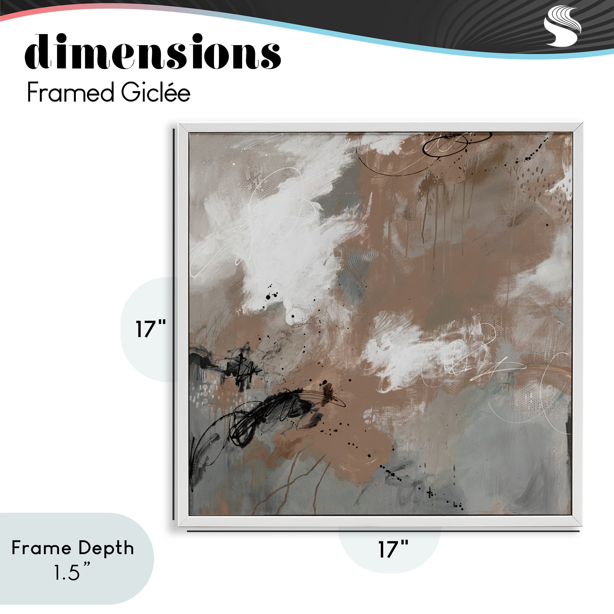 Stupell Industries Brown & Grey Brushwork White Framed Giclee Art, design by Ruth Fromstein