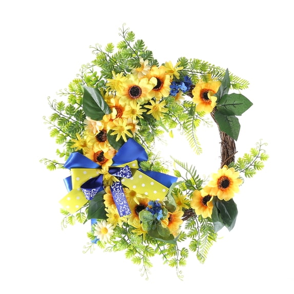 Douhoow Front Door Wreath Artificial Sunflower Wreath Spring Decorations Farmhouse Cottage Wreath