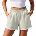 thumbnail image 6 of ByworldtasicNo Boundaries Lace Trim Elastic High Waisted Shorts for Women Summer Casual Loose Lounge Shorts, 6 of 6