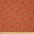 thumbnail image 2 of Ambesonne Japanese Fabric by the Yard Microfiber, Warm Lotus Flowers Eastern, 1 Yard, Vermilion and Cream, 2 of 4