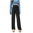 thumbnail image 2 of Asgosdo Womens Pants Black Wide Leg Pants Flowy Beach Vacation Lounge Trousers, 2 of 3