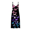 thumbnail image 4 of SMihono Été Boho Maxi Robe pour les Femmes Plus Size Femmes Été Mode Fronde V-Cou Sans Manches Papillon Impression Slim Plage Robe Plage Swing Sundress, 4 of 4