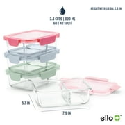 Ello Color Lock 8pc 3.4 Cup Divided Glass Meal Prep Set