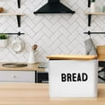 thumbnail image 6 of Granrosi 10" Tall Metal Bread Box Storage Container with Bamboo Lid, White, 6 of 7