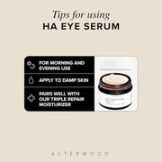 Asterwood Hyaluronic Acid Eye Serum - Reduces Undereye Bags, Wrinkles, Dark Circles, Fine Lines, Crows Feet - with Matrixyl 3000, Niacinamide & Caffeine - Treatment for Women & Men - 0.5 Fl Oz
