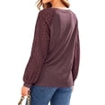 thumbnail image 5 of UVN Blouses for Women Dressy Lace Long Sleeve Shirts Fall Casual V Neck Tunic Tops, 5 of 11