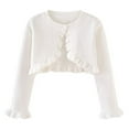 thumbnail image 2 of Spazoro Toddler Girls Cardigan Sweaters, Ruffled Trim Button Down Solid Color Long Sleeve Soft Knit Shrug for Dailywear White Size 3 T, 2 of 6