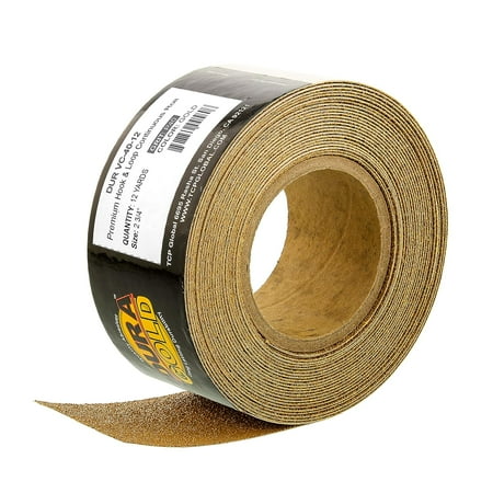 Dura-Gold Premium - 40 Grit Gold - Hook & Loop Backing Longboard Continuous Sandpaper Roll 2-3/4 Wide 12 Yards Long - For Auto & Woodworking Air File Long Board Sanders Hand Sanding Blocks