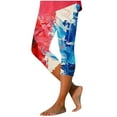 thumbnail image 3 of QATAINLAV Summer 4th of July Leggings for Wamen Fashion American Flag Patriotic Legging Capris Beach Vacation Cropped Pants Blue S Spring Savings, 3 of 6