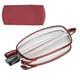 thumbnail image 2 of Elderly Fashionable Reading Glasses Stainless Steel Foldable Portable Presbyopic Glasses(+400 Square Frame Red), 2 of 5