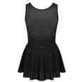 thumbnail image 2 of Doomiva Big Girls Shiny Rhinestone Mesh Splice Back Figure Ice Skating Dress Ballet Tank Leotard Black 10, 2 of 7