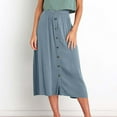 thumbnail image 4 of yillto Womens Skirts a Lined High Elastic Waist Buttons down Elegant Midi Skirt for Women, 4 of 7