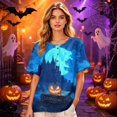 thumbnail image 6 of Halloween Shirts for Women Witch Hat Bat Loose Fit Short Sleeve Cute Tees Skeleton Print Henley Spooky Funny Tops XL, 6 of 7