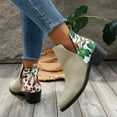 thumbnail image 4 of Flowers Printed Ankle Boots Fashion Side Zipper V-cut Square Heel Shoes For Autumn Winter Pionted Toe Boot Women, 4 of 8