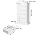 Homfa 5 Drawer White Dresser, Tall Storage Chest of Drawers for