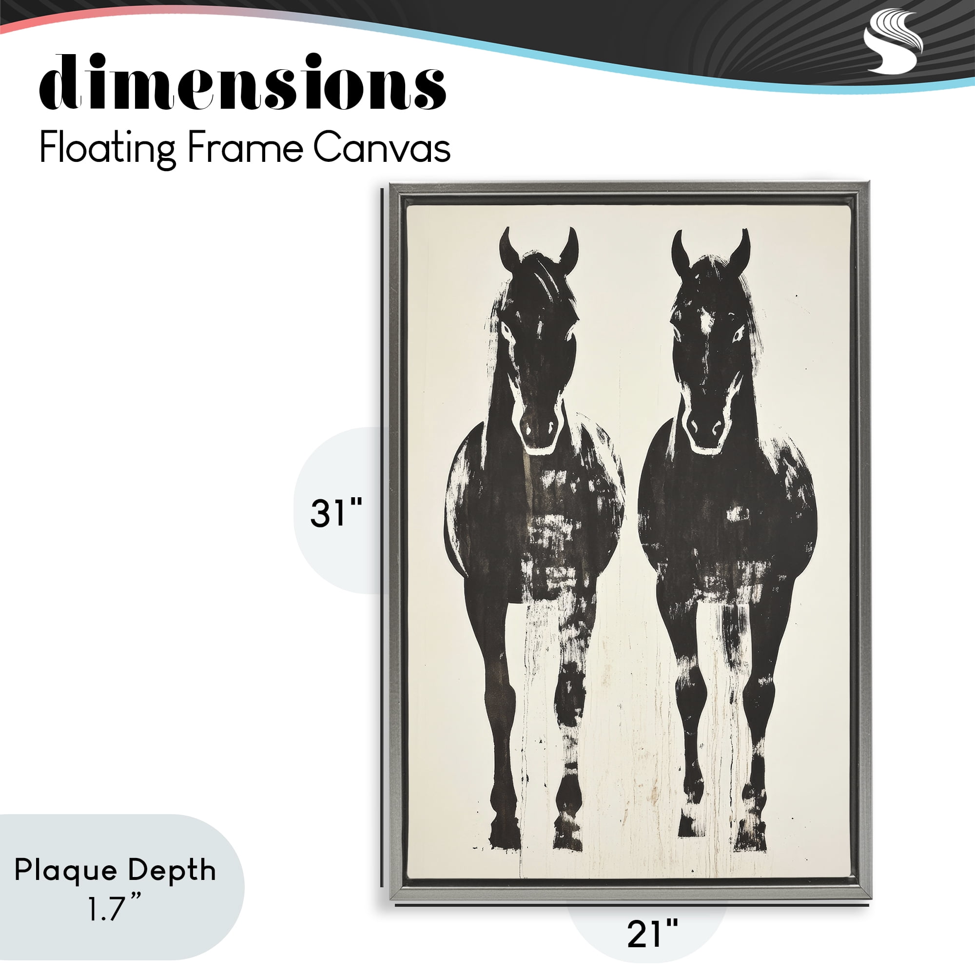 Stupell Industries Silhouetted Horse Couple Gray Framed Floater Canvas Wall Art, design by Petal Prints Design