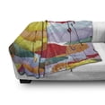 thumbnail image 3 of Colorful Soft Flannel Fleece Throw Blanket, Close up Happy Photo Hanged High Vivid Umbreallas Rainy Autumn Day Themed, Cozy Plush for Indoor and Outdoor Use, 50" x 60", Multicolor, by Ambesonne, 3 of 6