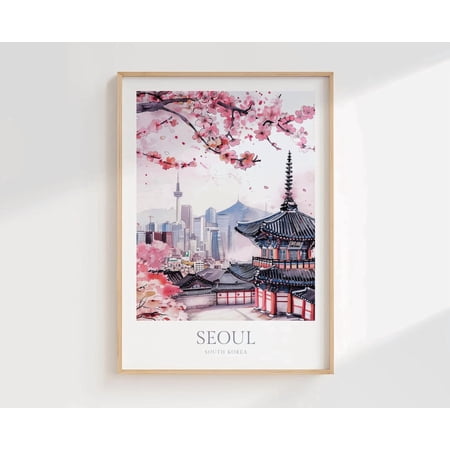 Seoul South Korea Art Poster Poster, Unframed Size 8x12