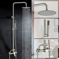 thumbnail image 6 of TVTIUO Outdoor Shower Fixtures SUS304 Outdoor Shower Faucet Kit Stainless Steel 8 Inch Shower Head with Hand Spray Shower System Wall Mount 2 Function Brushed Nickel, 6 of 7