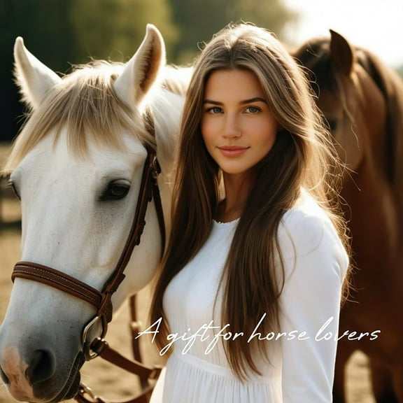 Girl and Horse Statue, Elegant Resin Sculpture, Hand-Painted Figurine for Horse Lovers & Home Desk Decor White
