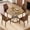 Wood Table+Four Brown Chairs, variant on Hi loPres 5-Piece Round Dining Table Set, 47.3-Inch Walnut MDF Desk with Black Hourglass Base, 4 Brown Fabric Chairs for Kitchen Cafe