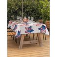 thumbnail image 3 of Outdoor Tablecloth with Umbrella Hole for Patio/Picnic/Party/Camping, 250th Anniversary Waterproof Table Cloth Rectangle Table Cover Washable, 4th of July Blue Red Stars Bow Gray Wood (54"x 80"), 3 of 9