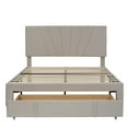thumbnail image 4 of Queen Platform Bed Frame with Storage, Beige Velvet Upholstered Platform Bed with Headboard/Drawer, Modern Bedroom Furniture, Queen Size Bed Frame for Adult, Support 500lb, No Box Spring Needed, J1877, 4 of 20