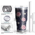 thumbnail image 3 of 30oz Pioneer Flower Floral Print Pattern Tumbler, Double Wall Vacuum Insulated Cup, BPA-Free Leak Proof Lid & Reusable Straws, Hot 12h, Cold 34h, 3 of 6