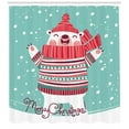 thumbnail image 3 of Funny Bear Shower Curtain, Merry Christmas Lettering with a Happy Animal in Winter Items, Fabric Bathroom Set with Hooks, 69W X 75L Inches Long, Dark Pink Seafoam and White, by Ambesonne, 3 of 3