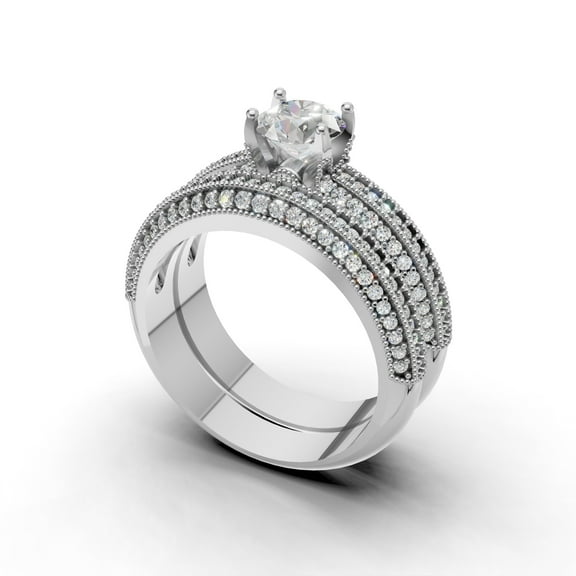 JFY JEWELS 2.5 Ct 14K White Gold Plated Round Cut Cubic Zirconia Bridal Wedding Ring Set Made with 925 Sterling Silver