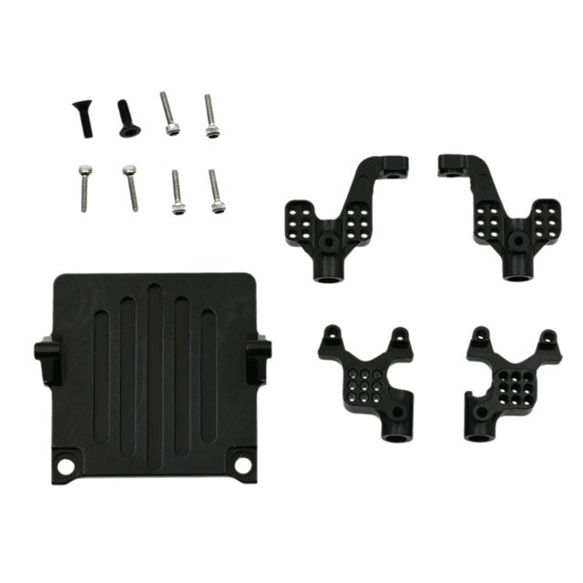 Amortiguador de aleación de aluminio mejorado resistente al desgaste reemplazo de placa receptora de fácil instalación para 1:24 modelo SCX24 90081 negro Inevent FN002026-01