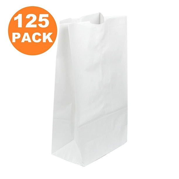 20 LB 16 x 8 x 5.5" Heavy Duty White Paper Bags Grocery Lunch Retail